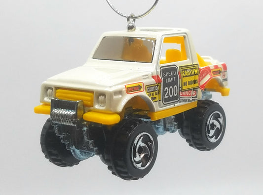 1988 Suzuki Samaurai Street Roader White Road Signs Decal Christmas Ornament