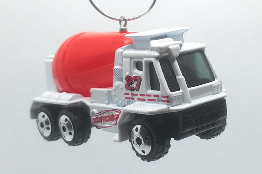 Cement Mixer White/Red Christmas Ornament