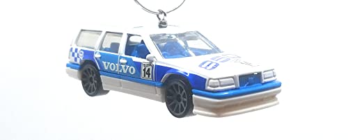 Volvo 350 Estate White Blue Christmas Ornament