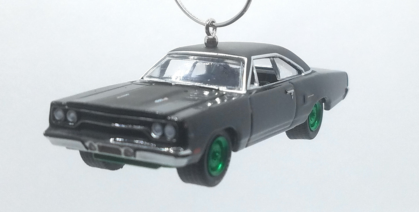 1970 Plymouth Road Runner Black/Green Rims Ltd Ed Christmas Ornament