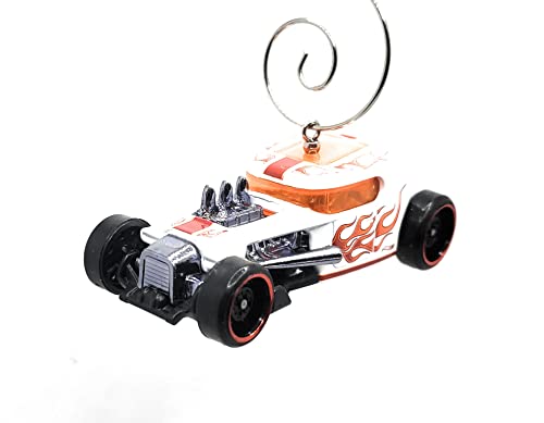 Mod Rod Hot Rod White with Flames Christmas Ornament