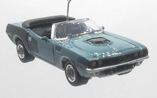 Plymouth 'Cuda Convertible Dark Grey Blue Christmas Ornament