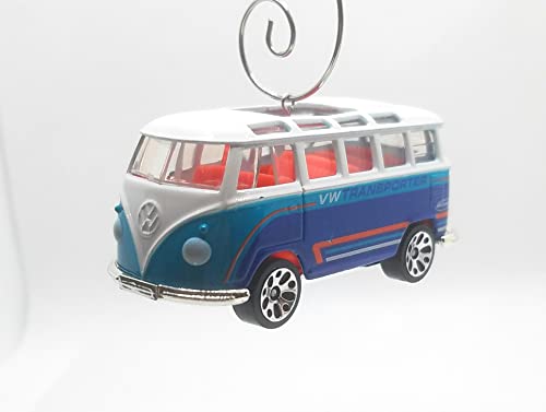 Volkswagen Transporter Bus Van Blue White Christmas Ornament