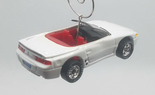 Mitsubishi Spyder Convertible White Red Christmas Ornament