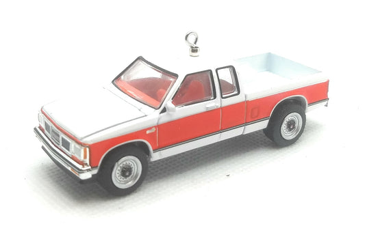 1984 GMC S-15 Sierra Classic Pickup Truck White Red Christmas Ornament