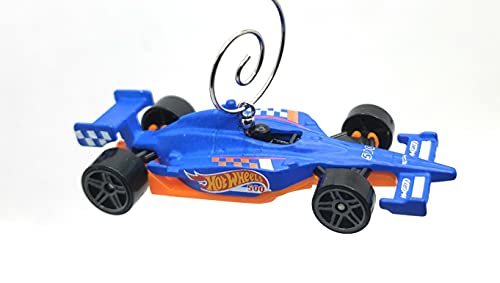 Indy 500 Race Car Blue Orange Christmas Ornament