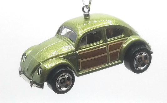 Volkswagen Beetle Wooden Panel Doors Green Christmas Ornament