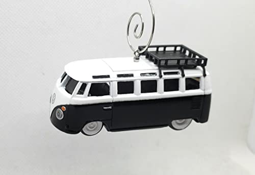 Volkswagen Van Samba Black White Christmas Ornament