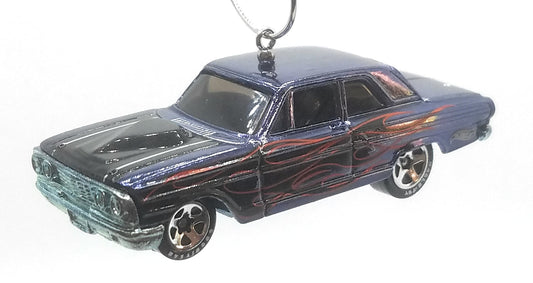 Ford Thunderbolt Dark Blue Black Red Flames Christmas Ornament