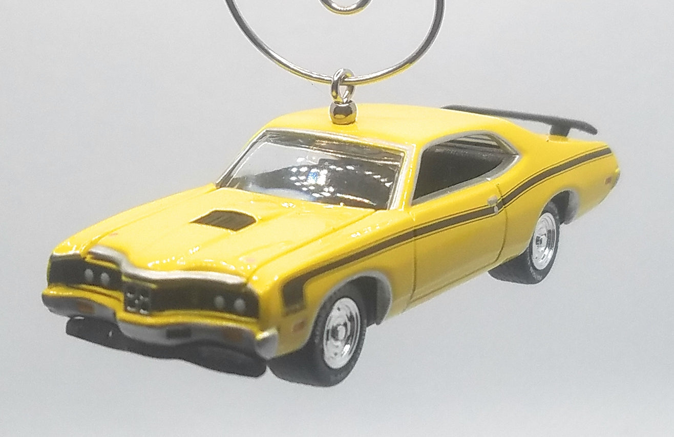 1971 Mercury Cyclone Spoiler Yellow/Black Side Stripe Christmas Ornament