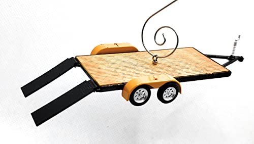 Flatbed Trailer Car Hauler Tan Christmas Ornament