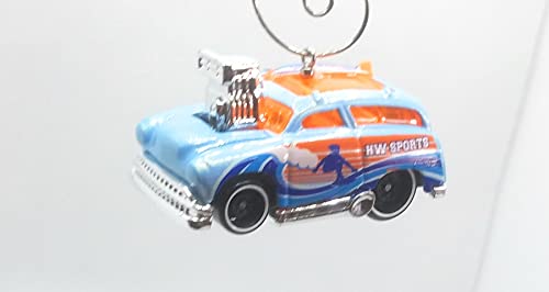 Woody Station Wagon Big Engine Light Blue Christmas Ornament