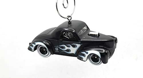 1941 Willys Coupe Black with White Flames Christmas Ornament