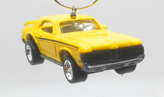 1969 Mercuty Cougar Eliminator Yellow Black Side Stripe Christmas Ornament