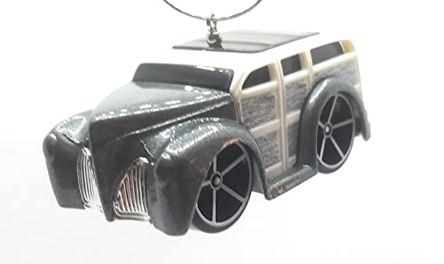 1937 Ford Woody Block O' Wood White Grey Christmas Ornament