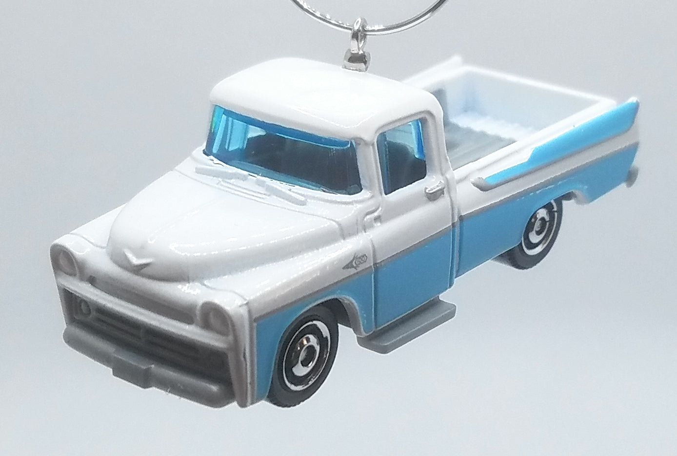 1957 Dodge Sweptside White Blue Christmas Ornament