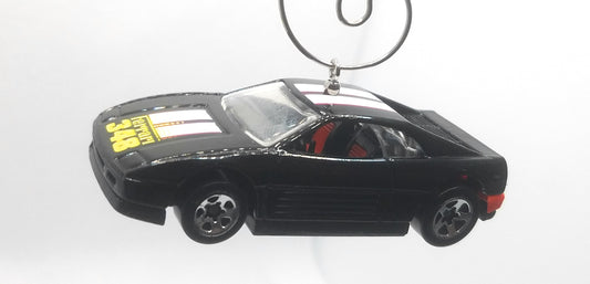 Ferrari 348 Black White Stripe Christmas Ornament