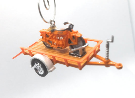 Indian Scout on Utility Trailer Orange Christmas Ornament