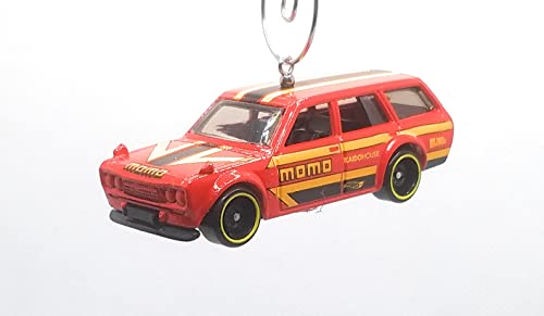 1971 Datsun 510 Wagon Red Yellow Christmas Ornament