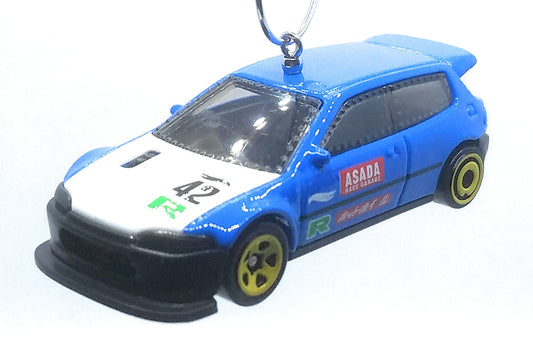 Honda Civic Custom Blue White Black Christmas Ornament