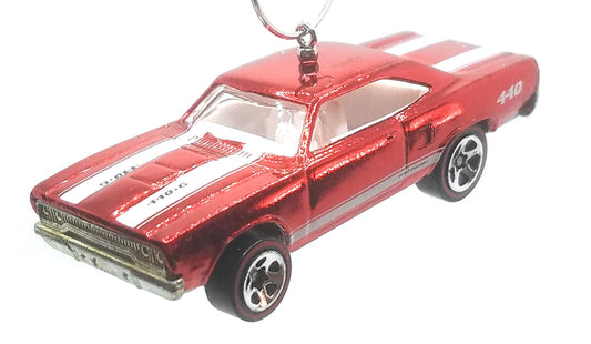 1970 Plymouth Roadrunner Red White Stripes Christmas Ornament