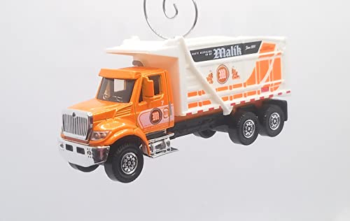 International Workstar Dump Truck White Orange Christmas Ornament