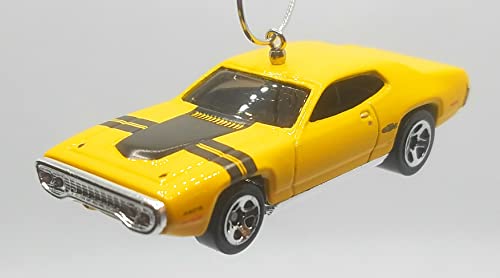 1971 Plymouth GTX Yellow Black Stripes Christmas Ornament