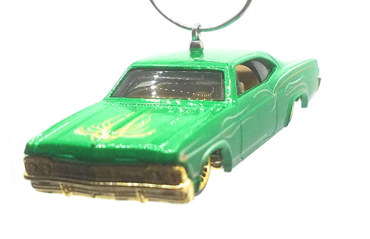 1965 Chevy Impala Green Gold Decal Christmas Ornament