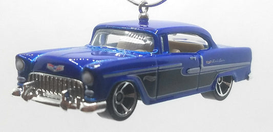 1955 Chevy Bel-Air Blue/Side Black Stripes Christmas Ornament