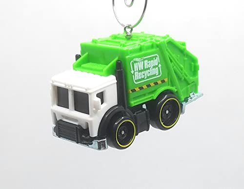 Trash Recycling Truck Green White Christmas Ornament