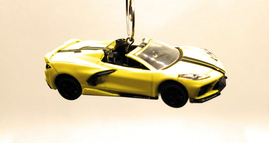 2022 Chevy Corvette C8 Yellow Christmas Ornament