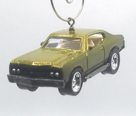 Chevy Chevelle SS Olive Green/White Interior Speed King Christmas Ornament