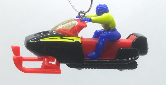 Snowmobile Black Red Yellow Christmas Ornament