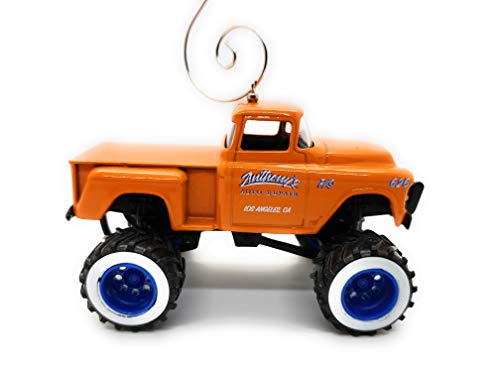 1955 Chevy Stepside Truck Large Custom  Diecast Orange Christmas Ornament