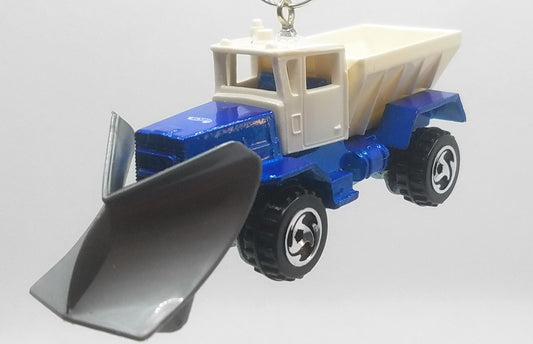 Snow Plow Contrustion Truck Blue White Christmas Ornament