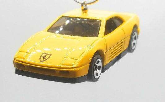 Ferrari 348 Yellow Black Logo Hood Christmas Ornament