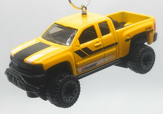 Chevy Silverado Off Road Yellow Black Christmas Ornament