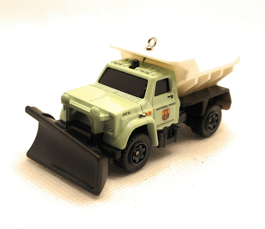 National Parks Plow Master Snowplow Green White Christmas Ornament