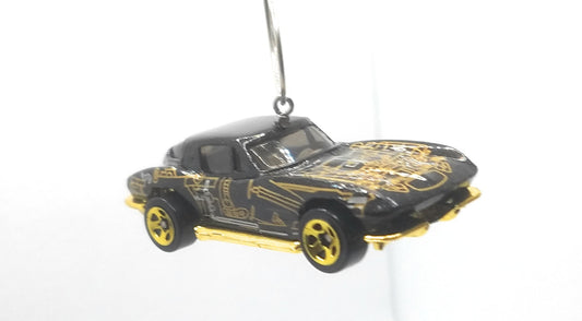 1963 Chevy Corvette Black Gold Christmas Ornament