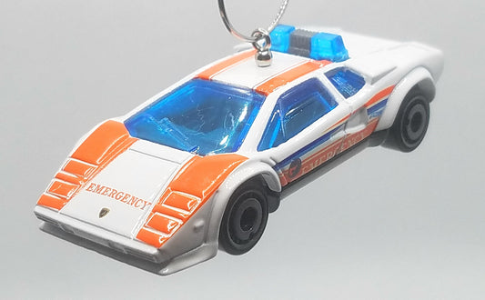 Lamborghini Countach Pace Car Emergency White Orange Christmas Ornament