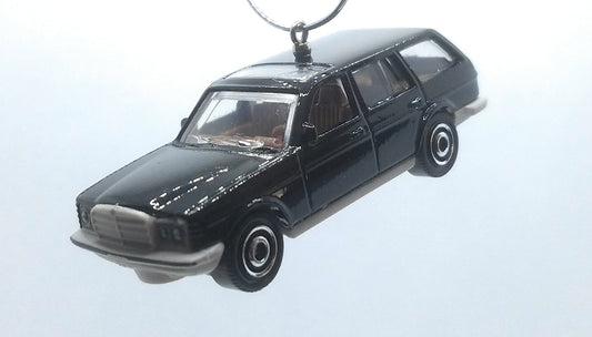 Mercedes-Benz W123 Wagon Black/Brown Interior Christmas Ornament