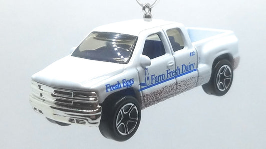 1999 Chevy Silverado Farm Fresh White Christmas Ornament