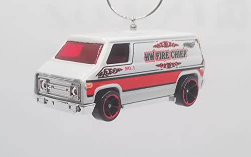 GMC G20 Van Fire Chief White Red Christmas Ornament