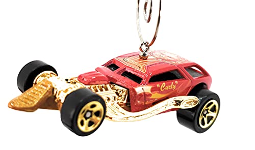 Surf Crate Hot Rod Red Gold Christmas Ornament